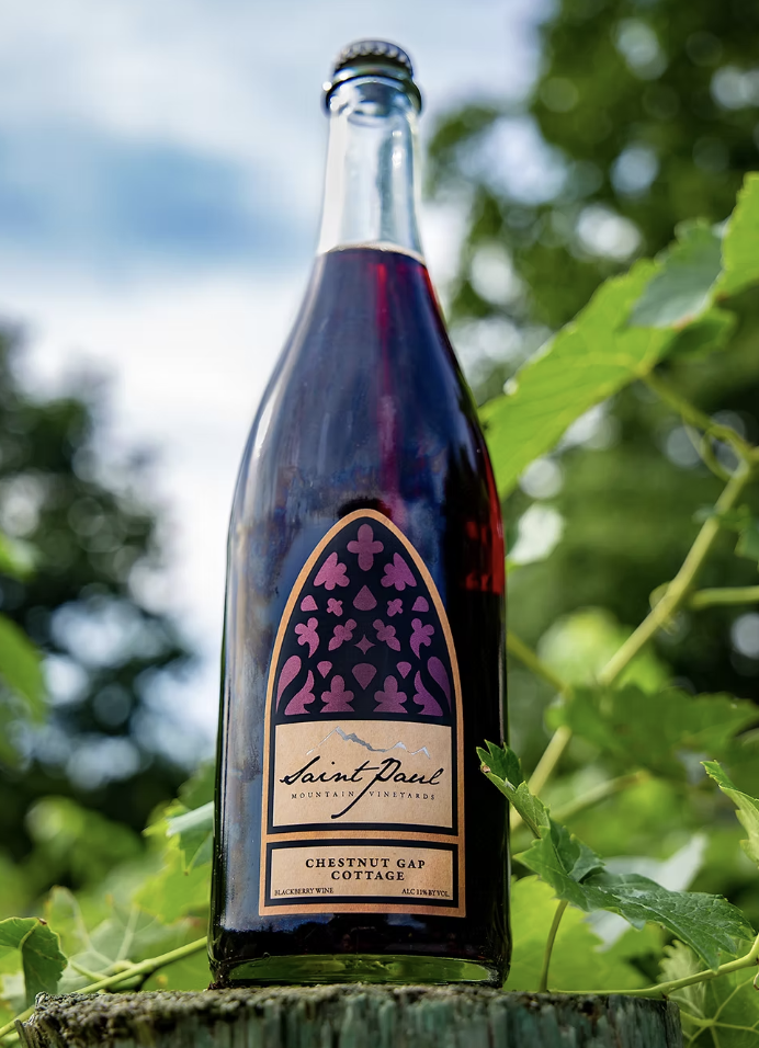 A bottle of wine from St. Paul Mountain Vineyard
